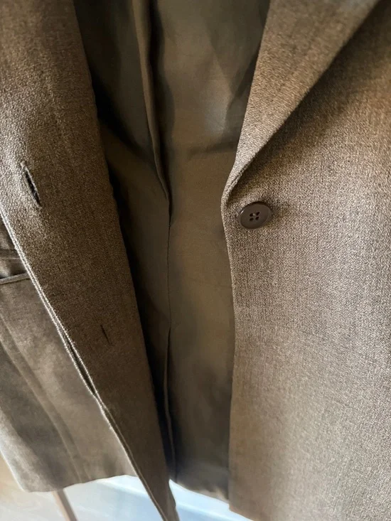 Women's Brown Tailored Blazer Jacket - Picture 3 of 4